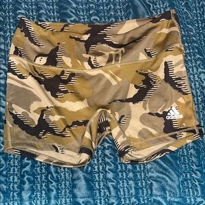 Adidas Tan and Black Athletic Shorts Camouflage Design